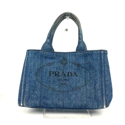 PRADA Handbag denim blue denim Canapa logo