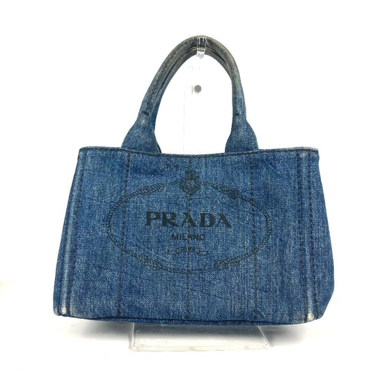 PRADA Handbag denim blue denim Canapa logo