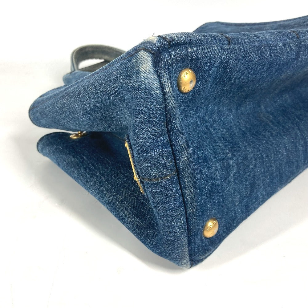 PRADA Handbag denim blue denim Canapa logo
