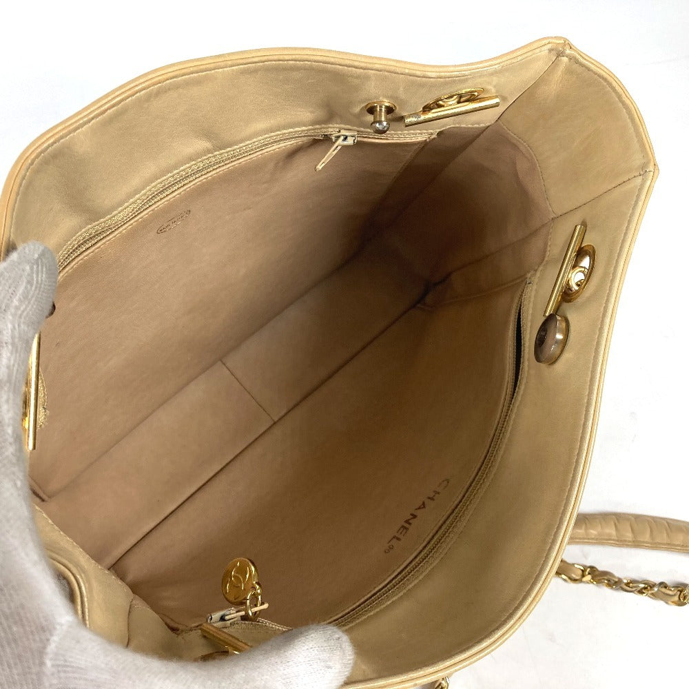 CHANEL Shoulder Bag leather beige vintage Matrasse quilting