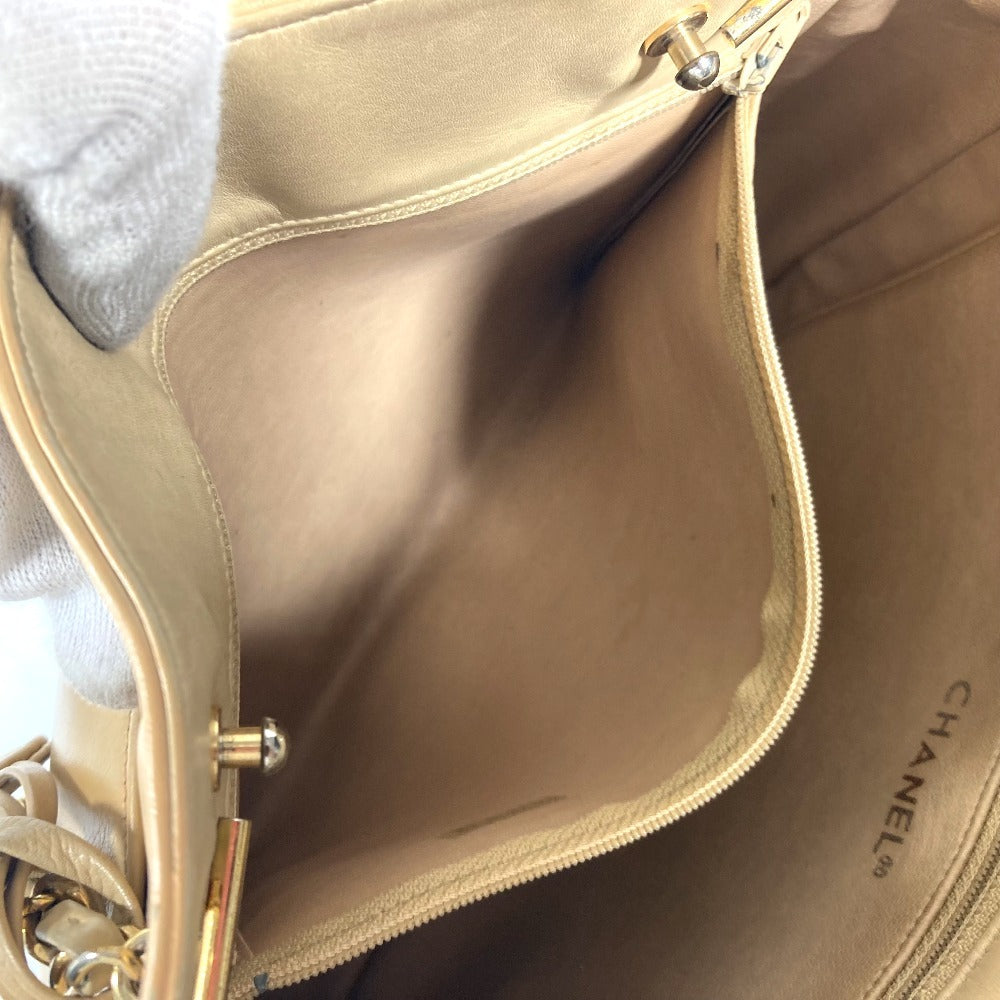 CHANEL Shoulder Bag leather beige vintage Matrasse quilting
