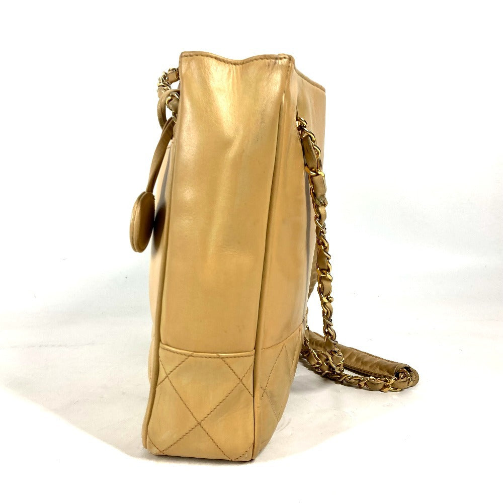 CHANEL Shoulder Bag leather beige vintage Matrasse quilting