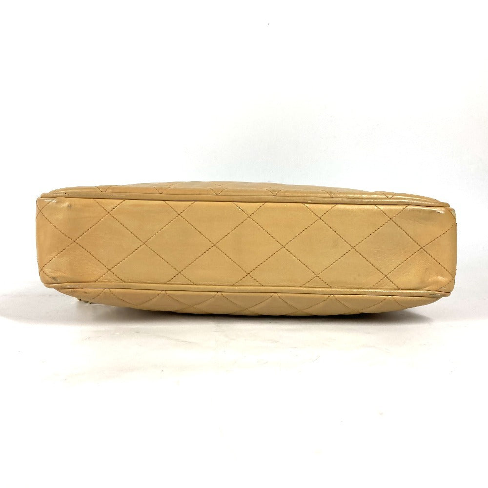 CHANEL Shoulder Bag leather beige vintage Matrasse quilting