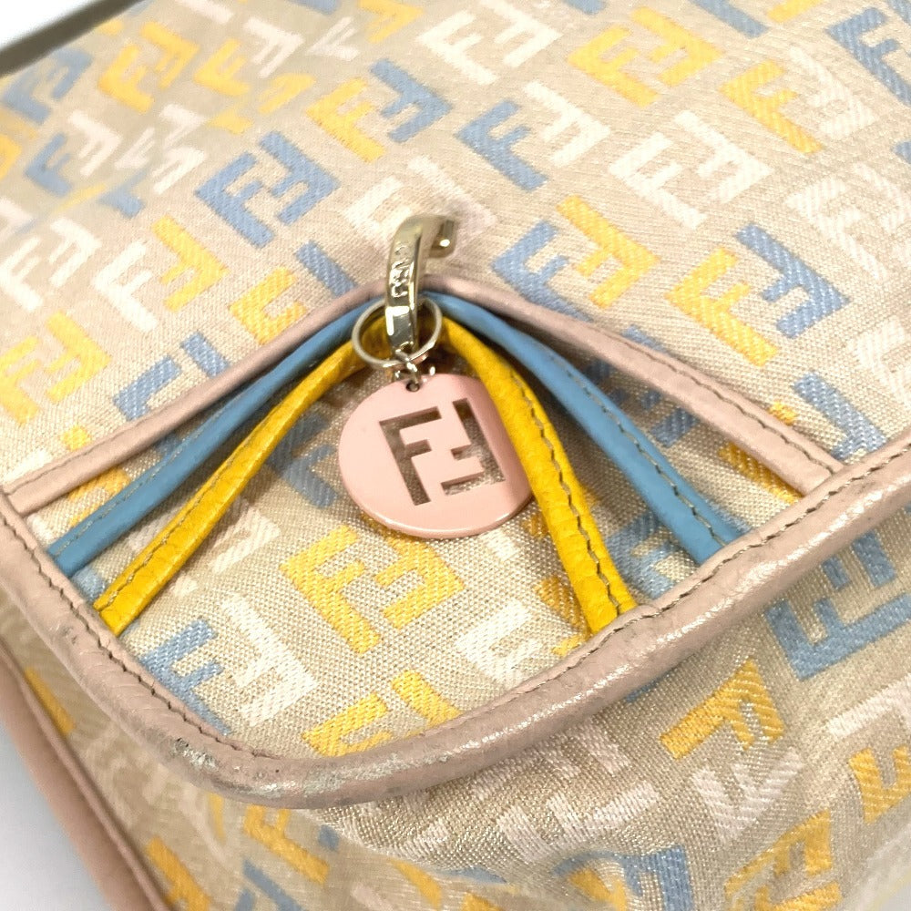 FENDI Shoulder Bag Leather / canvas multicolor Zucca logo unisex(Unisex) Used Authentic