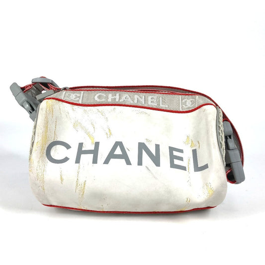 CHANEL Shoulder Bag Nylon white Sports logo mini Women Used Authentic