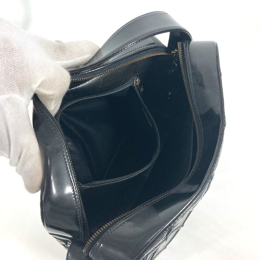 CHANEL Shoulder Bag Patent leather black vintage quilting matelasse Women Used Authentic