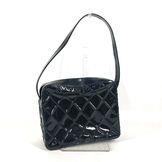 CHANEL Shoulder Bag Patent leather black vintage quilting matelasse Women Used Authentic