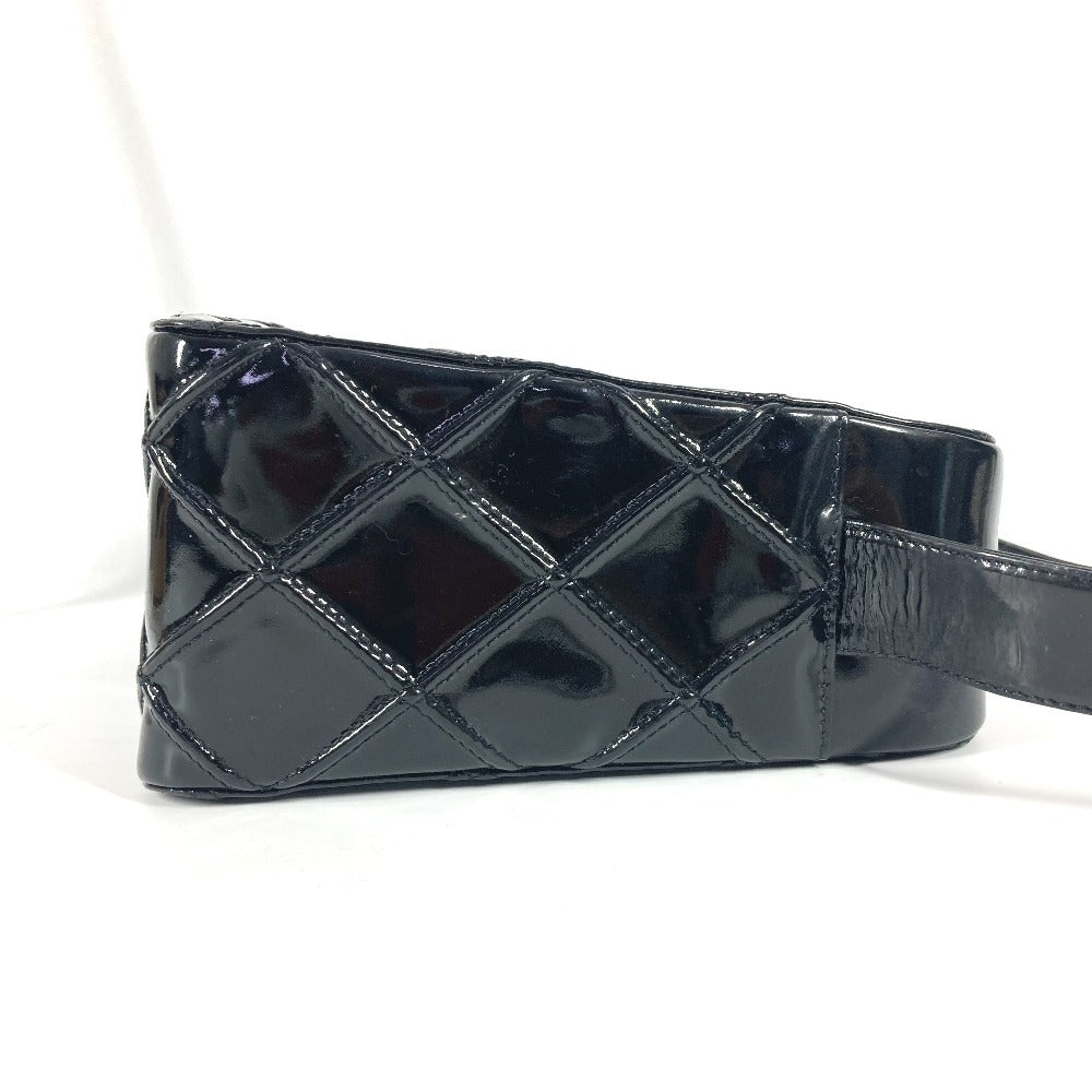 CHANEL Shoulder Bag Patent leather black vintage quilting matelasse Women Used Authentic