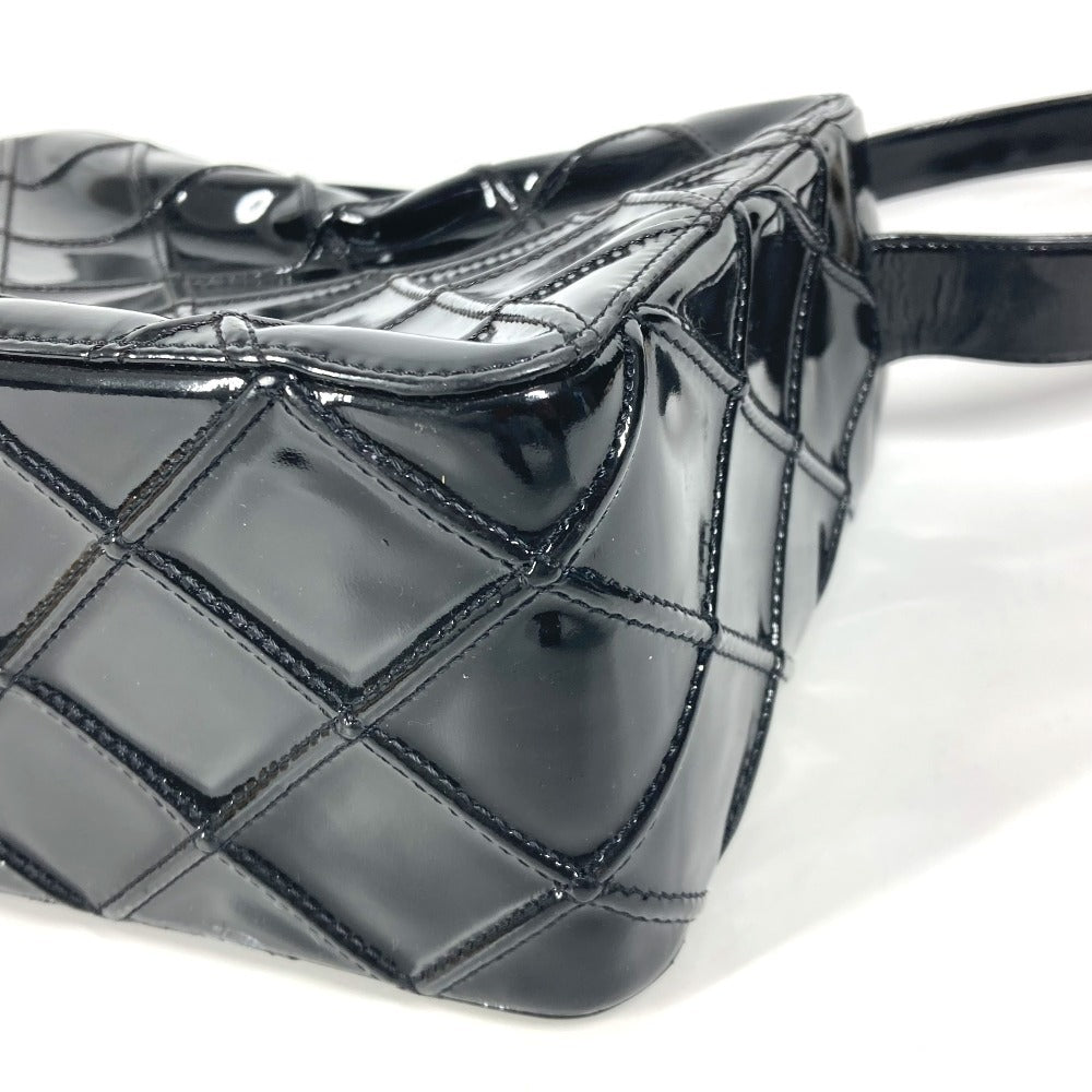 CHANEL Shoulder Bag Patent leather black vintage quilting matelasse Women Used Authentic