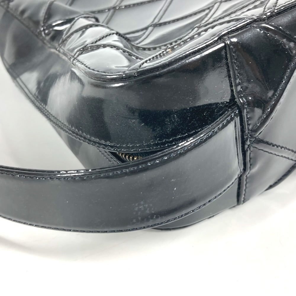CHANEL Shoulder Bag Patent leather black vintage quilting matelasse Women Used Authentic