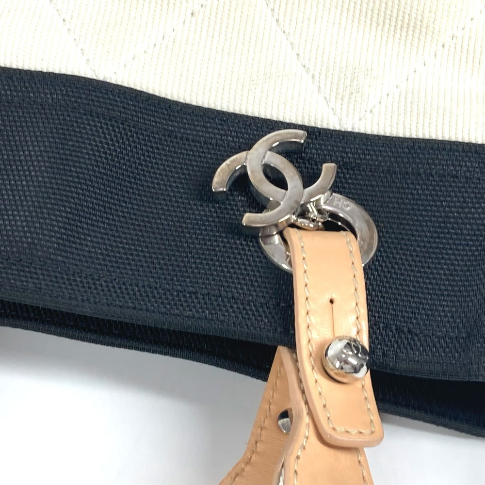 CHANEL Shoulder Bag A34208 canvas white CC COCO Mark Paris Biarritz PM Women Used Authentic
