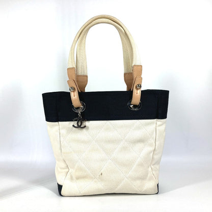 CHANEL Shoulder Bag A34208 canvas white CC COCO Mark Paris Biarritz PM Women Used Authentic