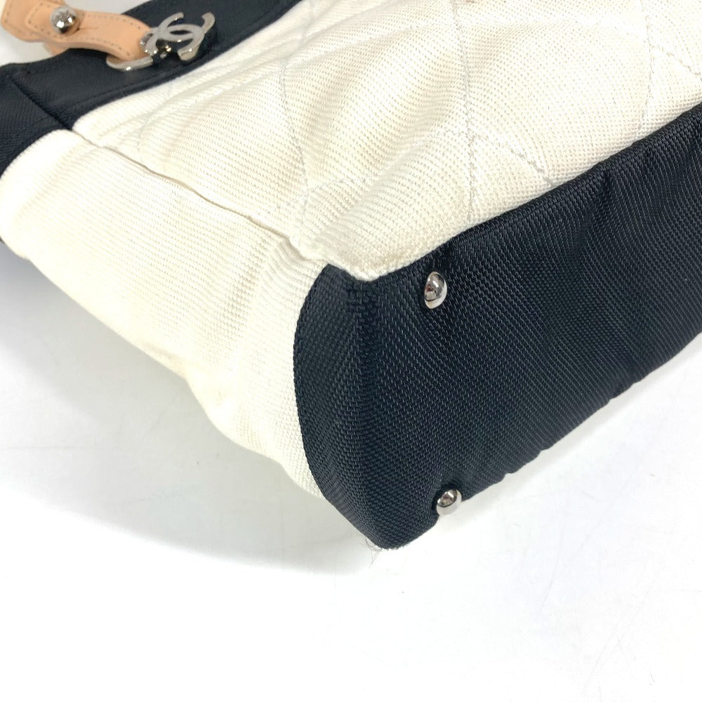 CHANEL Shoulder Bag A34208 canvas white CC COCO Mark Paris Biarritz PM Women Used Authentic