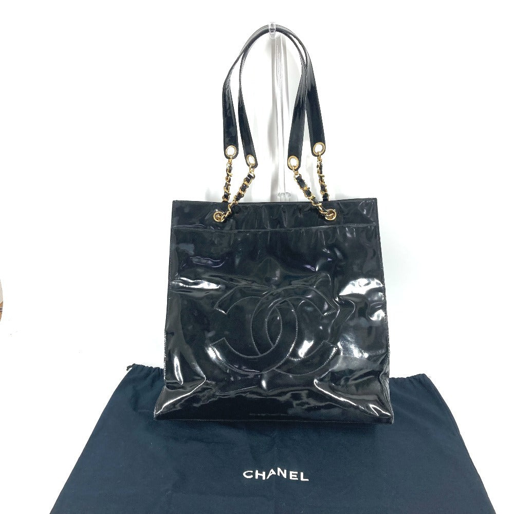CHANEL Shoulder Bag Patent leather black Shoulder Decacoco CC COCO Mark