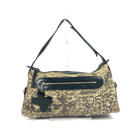 CHANEL Shoulder Bag Canvas / leather black Camellia CC COCO Mark