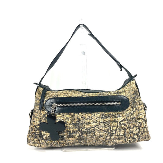 CHANEL Shoulder Bag Canvas / leather black Camellia CC COCO Mark