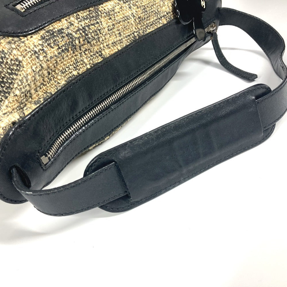 CHANEL Shoulder Bag Canvas / leather black Camellia CC COCO Mark