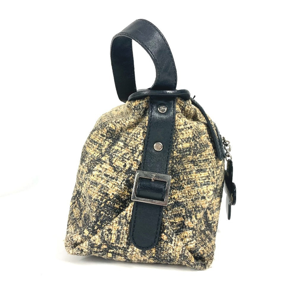 CHANEL Shoulder Bag Canvas / leather black Camellia CC COCO Mark