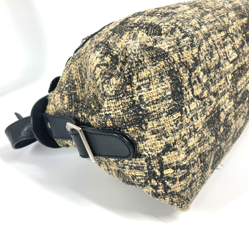 CHANEL Shoulder Bag Canvas / leather black Camellia CC COCO Mark