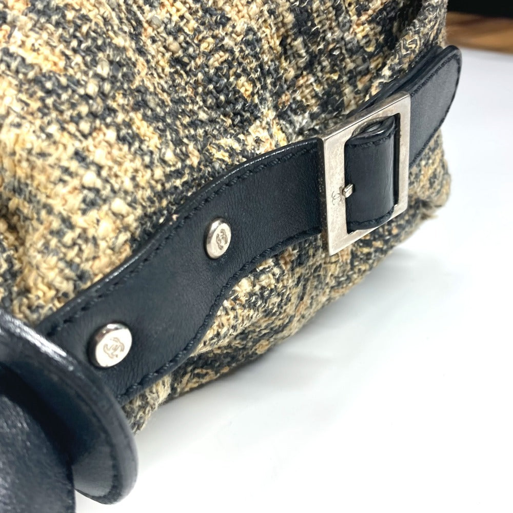 CHANEL Shoulder Bag Canvas / leather black Camellia CC COCO Mark
