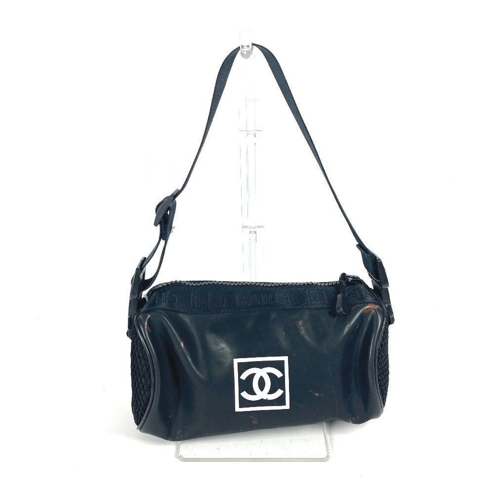 CHANEL Shoulder Bag rubber black Sports CC COCO Mark logo Women Used Authentic