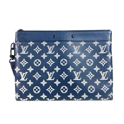 LOUIS VUITTON Clutch bag M83382 Monogram shadow leather Navy Monogram shadow pochette to go unisex(Unisex) Used Authentic
