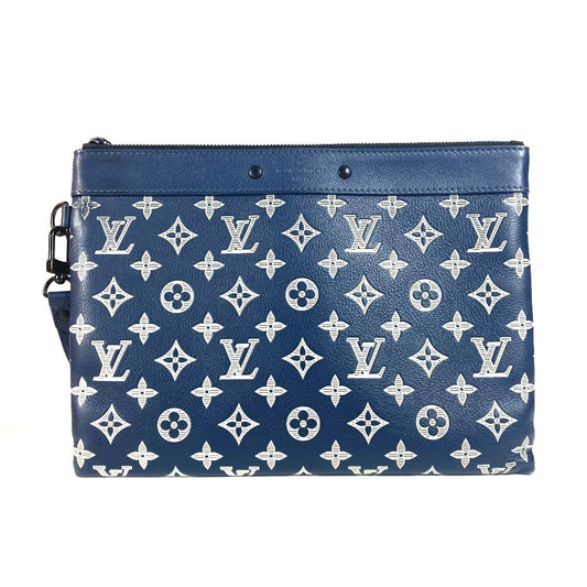 LOUIS VUITTON Clutch bag M83382 Monogram shadow leather Navy Monogram shadow pochette to go unisex(Unisex) Used Authentic