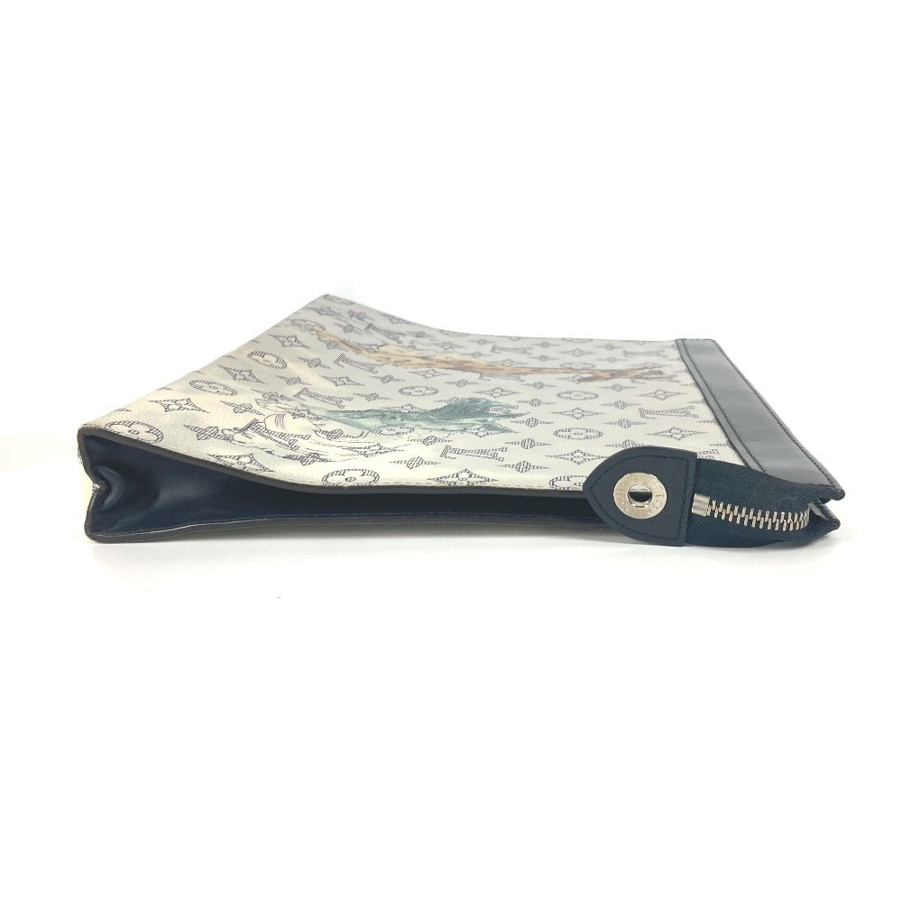 LOUIS VUITTON Clutch bag M66649 leather Navy Monogram Savannah Chapman Brothers Pochette Voyage GM