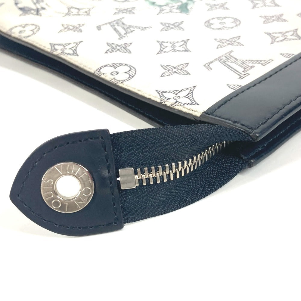 LOUIS VUITTON Clutch bag M66649 leather Navy Monogram Savannah Chapman Brothers Pochette Voyage GM