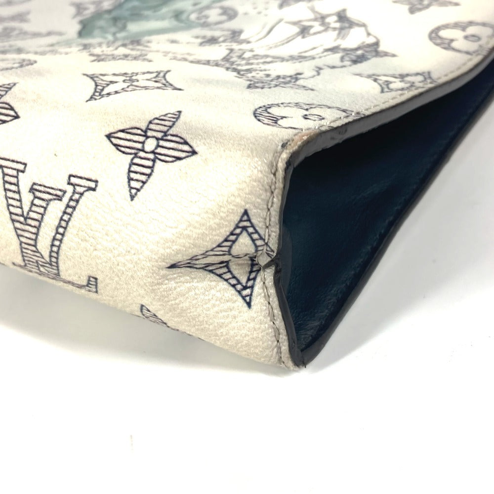 LOUIS VUITTON Clutch bag M66649 leather Navy Monogram Savannah Chapman Brothers Pochette Voyage GM