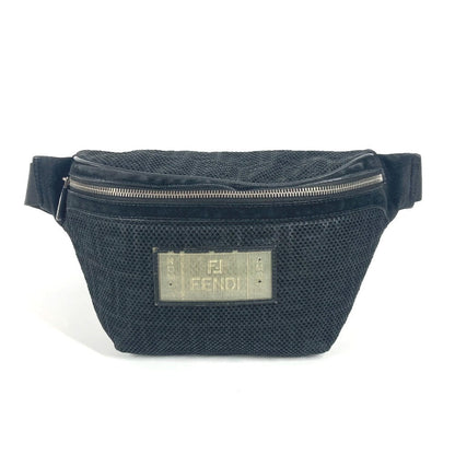 FENDI Sling bag Nylon canvas black logo mesh zucca unisex(Unisex) Used Authentic