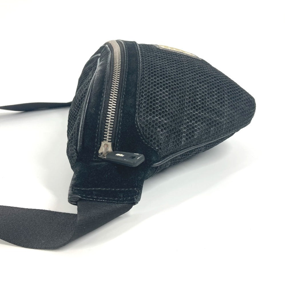 FENDI Sling bag Nylon canvas black logo mesh zucca unisex(Unisex) Used Authentic