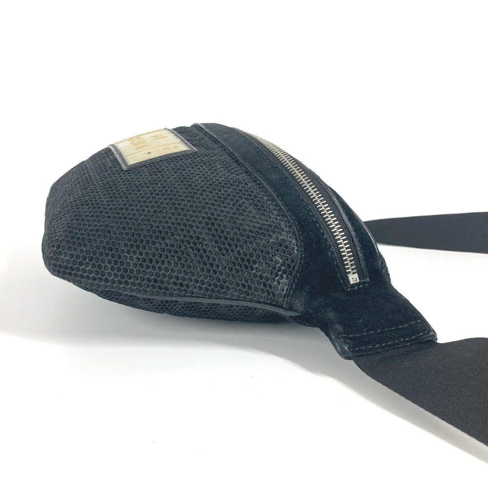 FENDI Sling bag Nylon canvas black logo mesh zucca unisex(Unisex) Used Authentic
