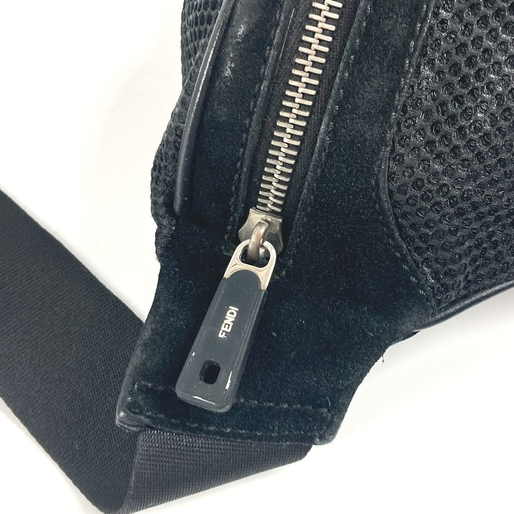 FENDI Sling bag Nylon canvas black logo mesh zucca unisex(Unisex) Used Authentic