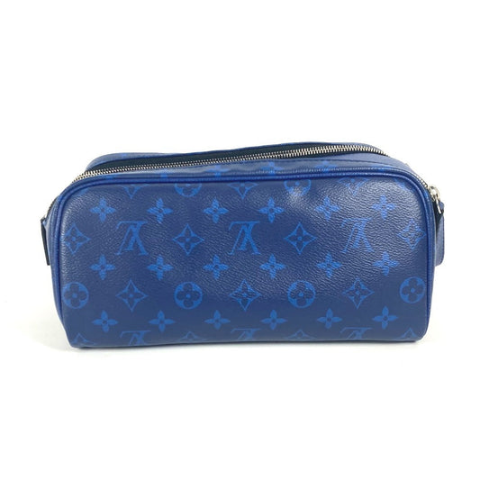 LOUIS VUITTON business bag M30849 Monogram canvas, Taiga leather blue Taigalama Dop kit