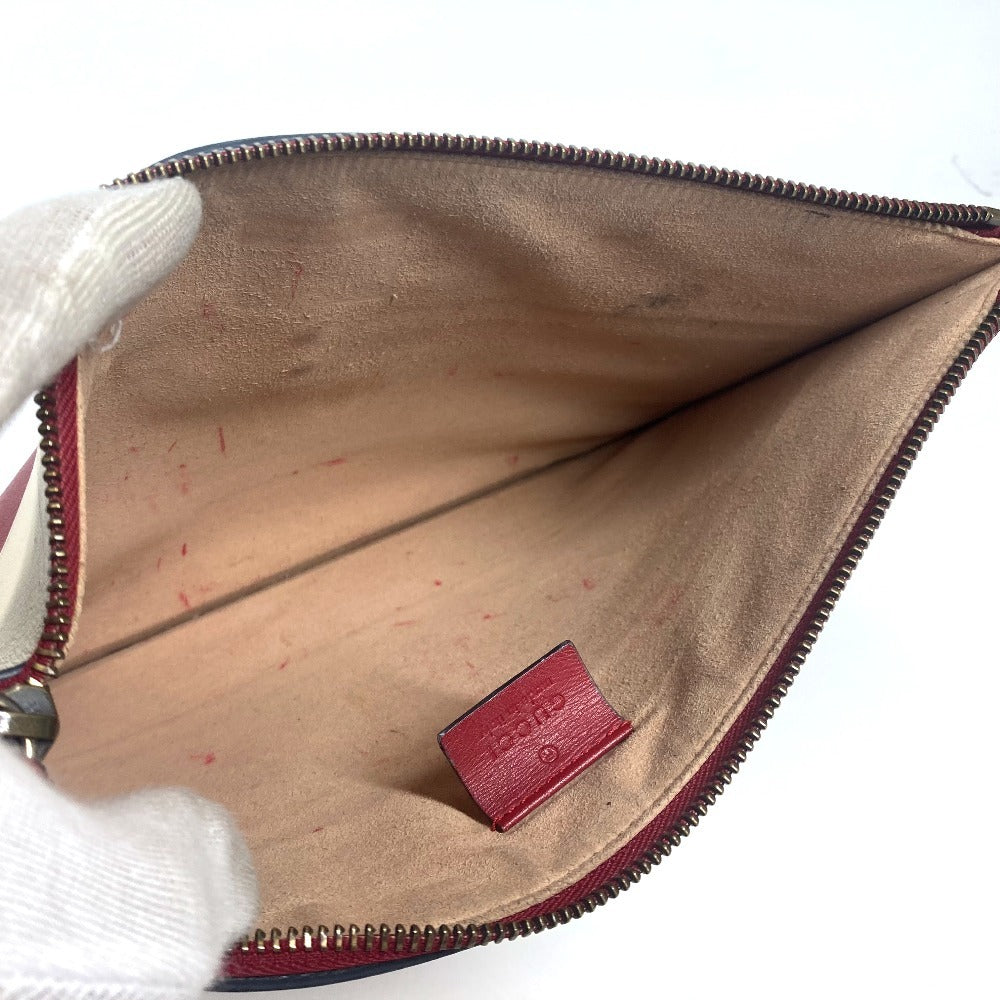 GUCCI Clutch bag 476077 leather Red BEE Bee Border Pearl Rhinestone