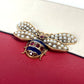 GUCCI Clutch bag 476077 leather Red BEE Bee Border Pearl Rhinestone