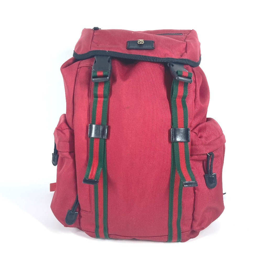 GUCCI Backpack 429037 Nylon canvas Red Taiga head Techno logo Sherry line Web line
