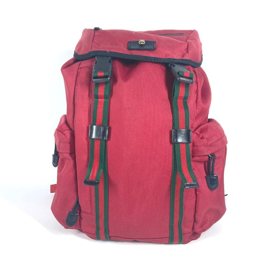 GUCCI Backpack 429037 Nylon canvas Red Taiga head Techno logo Sherry line Web line