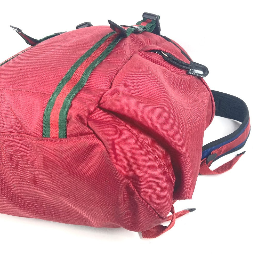 GUCCI Backpack 429037 Nylon canvas Red Taiga head Techno logo Sherry line Web line