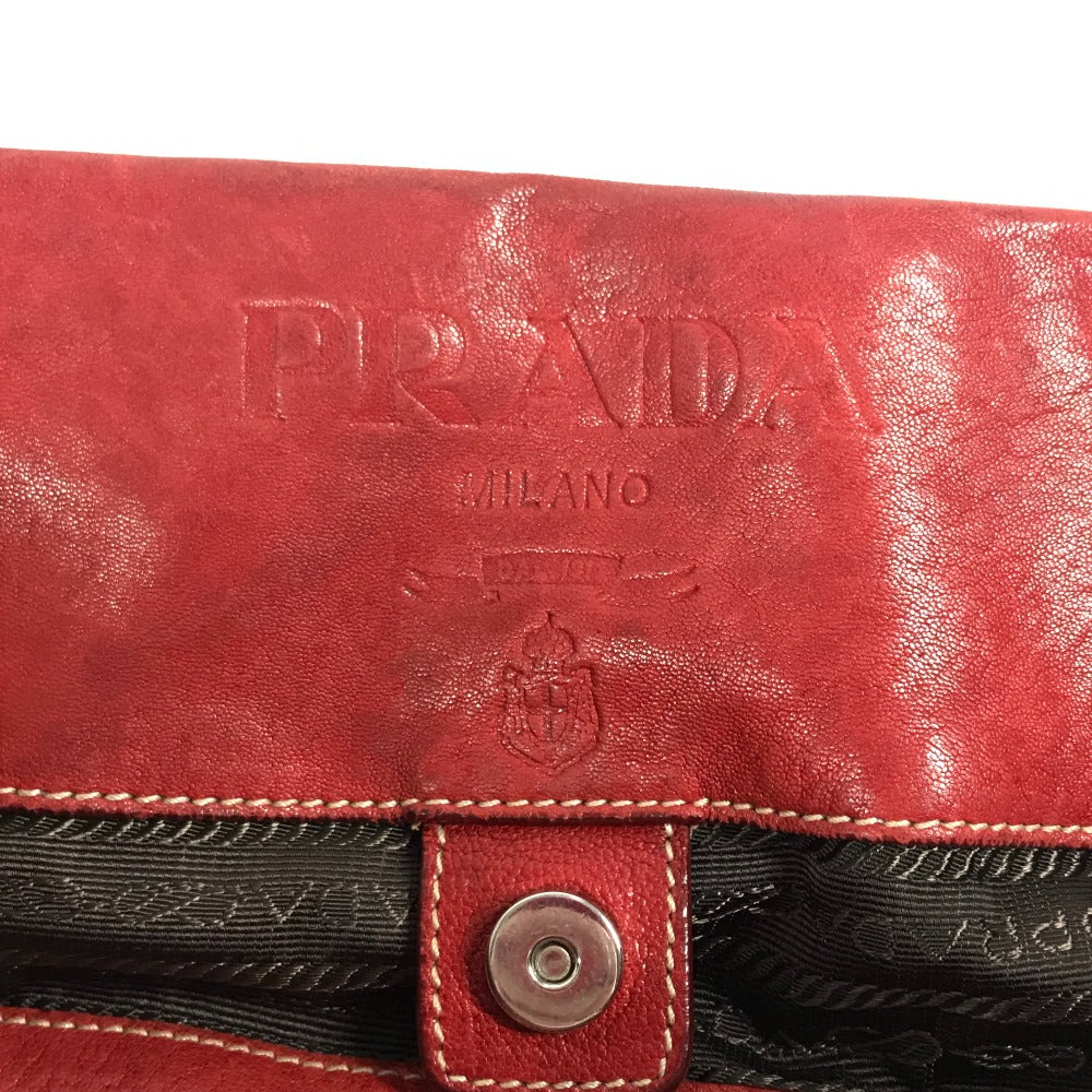 PRADA Shoulder Bag Leather / canvas Red logo