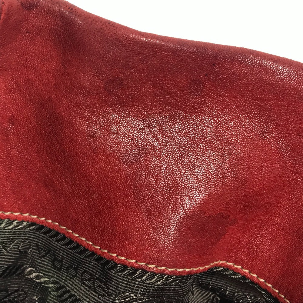 PRADA Shoulder Bag Leather / canvas Red logo