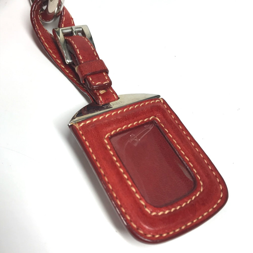 PRADA Shoulder Bag Leather / canvas Red logo