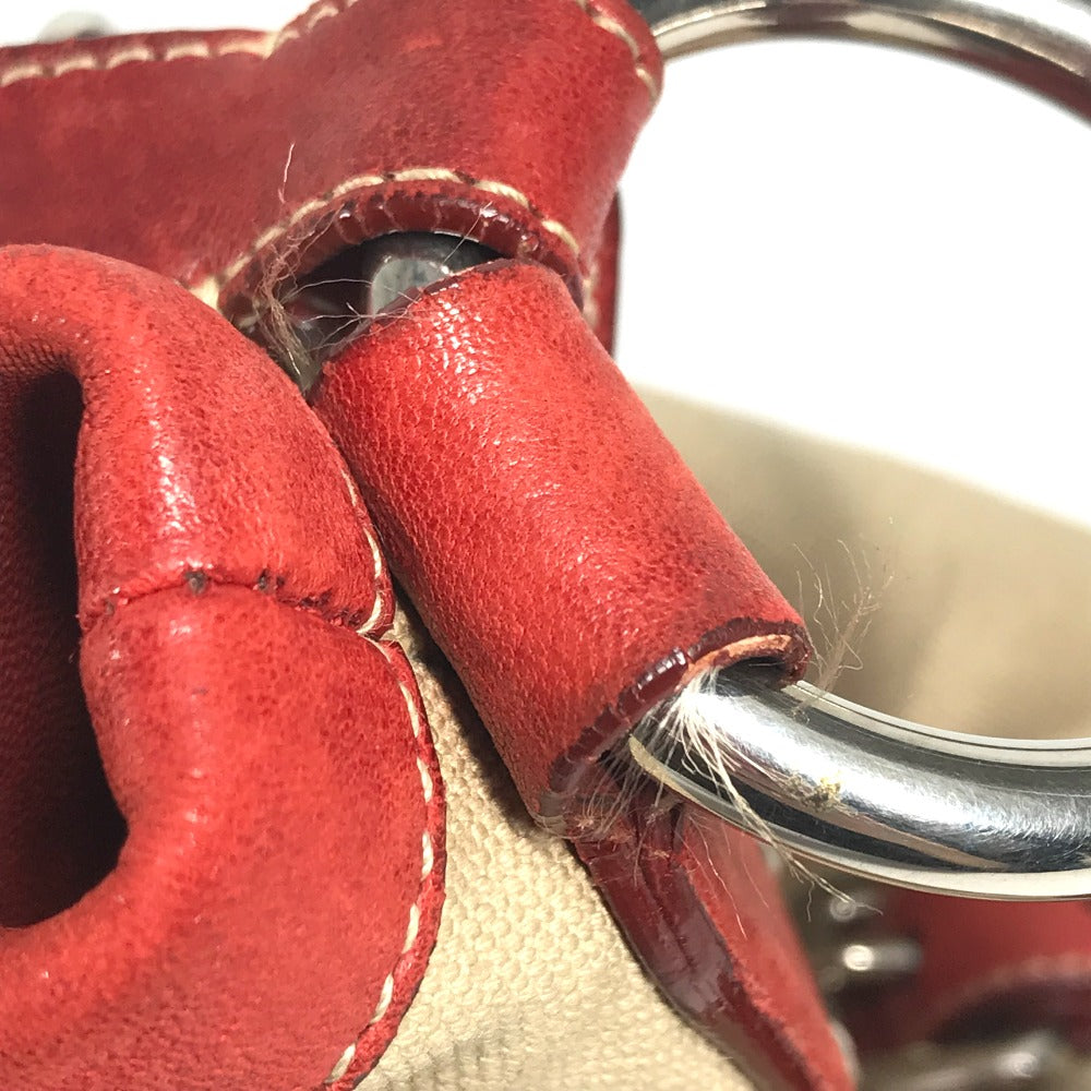 PRADA Shoulder Bag Leather / canvas Red logo