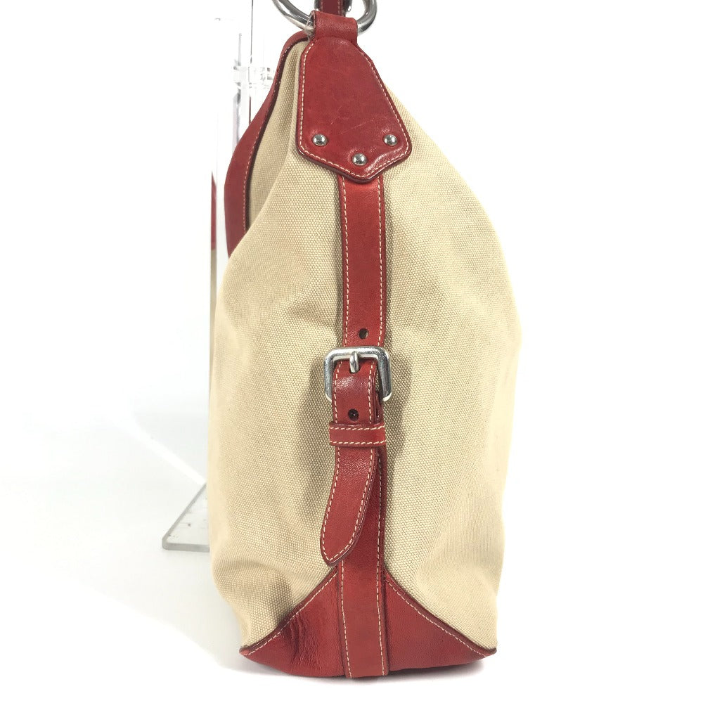 PRADA Shoulder Bag Leather / canvas Red logo
