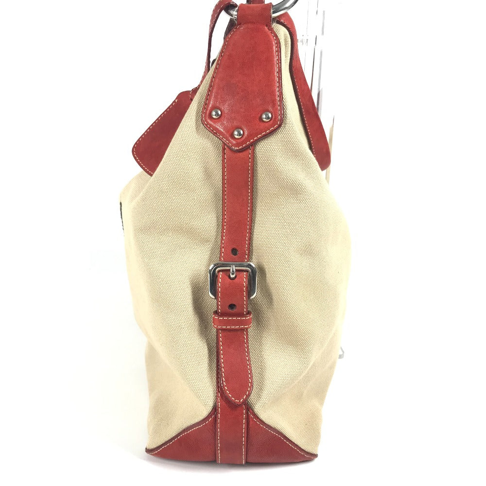 PRADA Shoulder Bag Leather / canvas Red logo