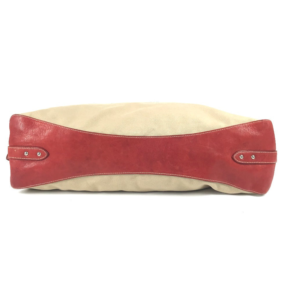PRADA Shoulder Bag Leather / canvas Red logo