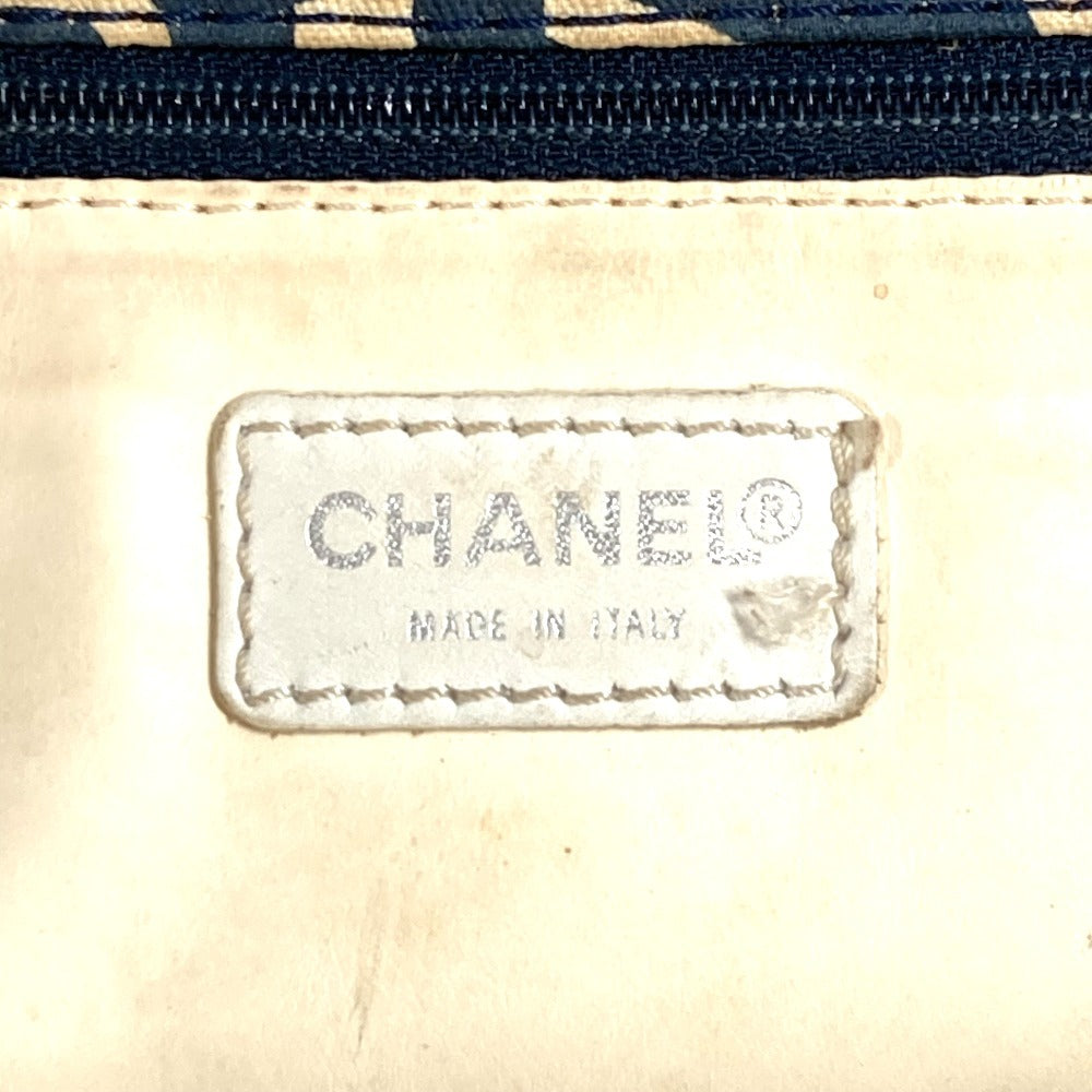CHANEL Tote Bag canvas Navy Bysy line logo