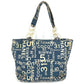 CHANEL Tote Bag canvas Navy Bysy line logo