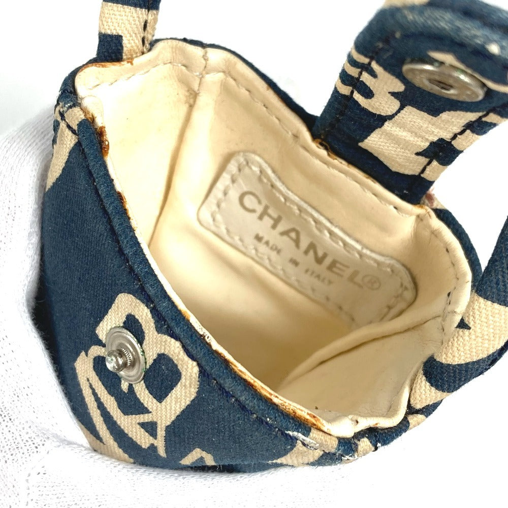 CHANEL Tote Bag canvas Navy Bysy line logo